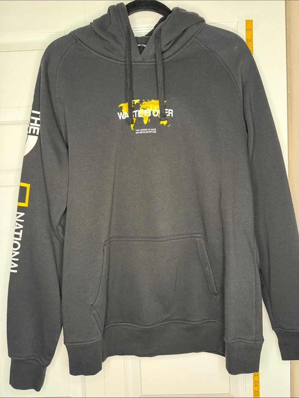 The North Face Black Hoodie with Yellow Map Accent